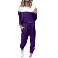 thumbnail image 2 of Pyhlmscde Women's Two Piece Outfit Long Sleeve Crewneck Pullover Tops And Long Pants Sweatsuits With Sweatpants, Women Sweater Sets 2 Piece Outfits, Suits For Women, Womens Set, 2 of 2