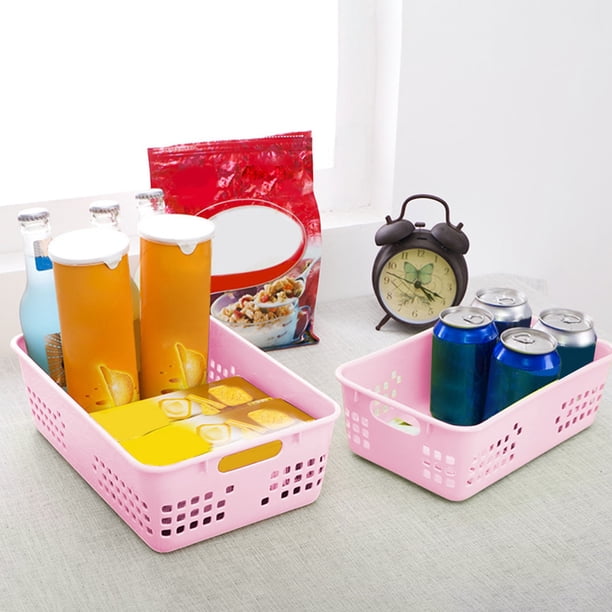 Lot De 6 Bacs De Rangement Elsjoy - Plastique Blanc 25,4x17,8x10,2 Cm - Poignées - Empilables - Pour Cuisine, Salle De Bain, Bureau Bacs Rangement Plastique