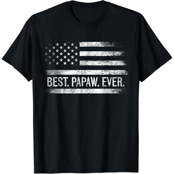 Best Papaw Ever American Flag Men's T-Shirt Retro Patriotic USA Distressed Vintage Father's Day Gift Tee