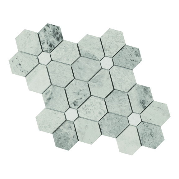 10-Pieces of Ming Green Flowers Pattern Mosaic Wall and Floor Tiles