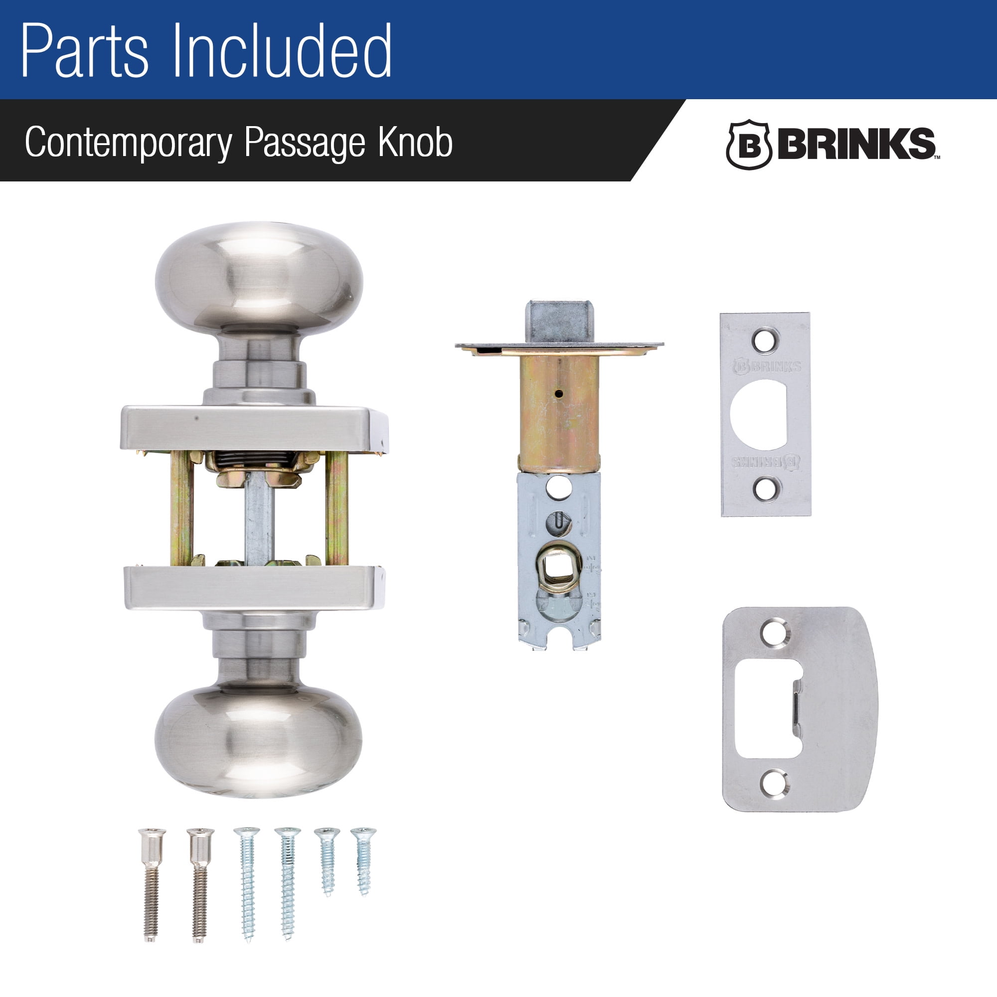 Brinks E2426119 Mendocino Passage Door Knob Set - Nickel