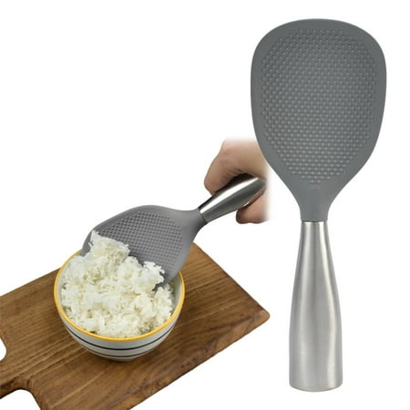 

Best Sale! Zainafacai Tableware Silicone Rice Spoon Standing Rice Spatula Perfect for Keeping Rice While Scooping and Serving Silicone for Nonstick Cooking 430 Handle Gray Clearance!