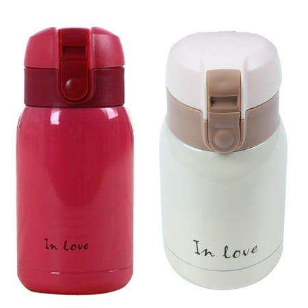 

2 Pcs 200Ml Mini Stainless Steel Big Belly (Beige & Red)