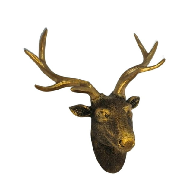 Wall Mount Deer Head Sculpture Animal Figurine Rustic Statue Crafts