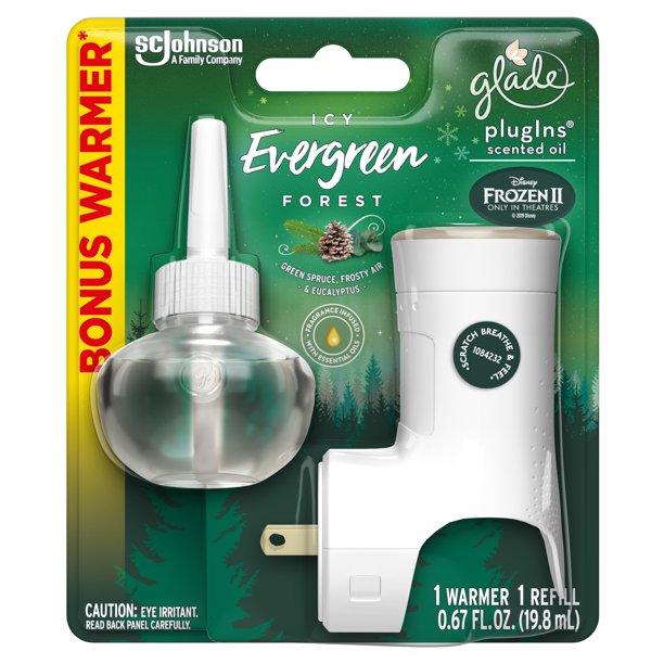 Glade Plugins Warmer And Refill Starter Kit 1 Ct Icy Evergreen Forest 0 64 Fl Oz Scented Oil Air Freshener Walmart Com Walmart Com