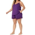 thumbnail image 4 of Agnes Orinda Plus Size Sleepwear for Women Pajamas Lingerie Lace Cami Shorts Set Nightwear 1X Purple, 4 of 6