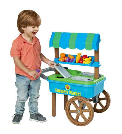 American Plastic Toys My Very Own Farmers Market Cart for Kids with 20 Accessories