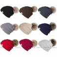 thumbnail image 2 of Fashion Women Ladies Winter Beanie Hat Warm Knitted With Small Crystals Large Pom Pom Hats, 2 of 6
