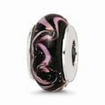 thumbnail image 1 of FB Jewels Sterling Silver Reflections Black/Pink Hand-blown Glass Bead, 1 of 3