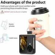 for Oppo Find N3 Flip Case with Ring, Slim PU Leather Protective Cover Phone Case Oppo Find N3 Flip ZH Black