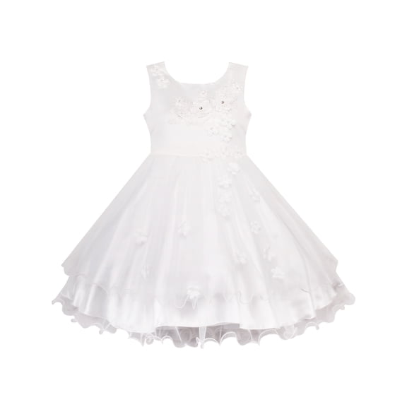 Flower Girls Dress White Wedding Pageant Bridesmaid Gown 3 Years