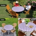 thumbnail image 4 of Purple Round Tablecloth for 36-44 Inch Tables,Fitted Table Cover with Elastic Edge,Country French Rustic Buffalo Plaid Modern Art Waterproof Outdoor Table Cloth Protector for Patio Garden Dinner, 4 of 9