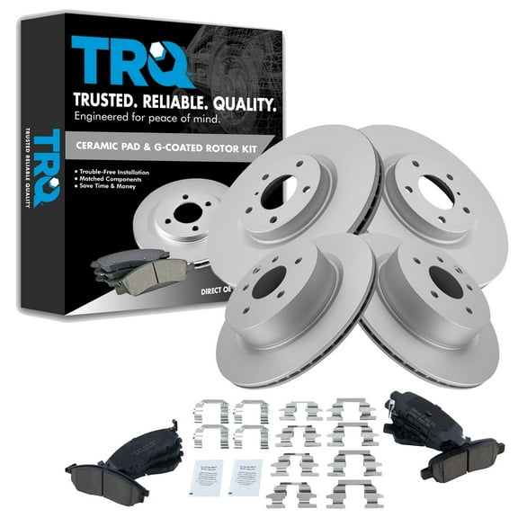 TRQ Front Rear Premium Ceramic Brake Pad Coated Rotor Kit for Nissan Infiniti BKA22944