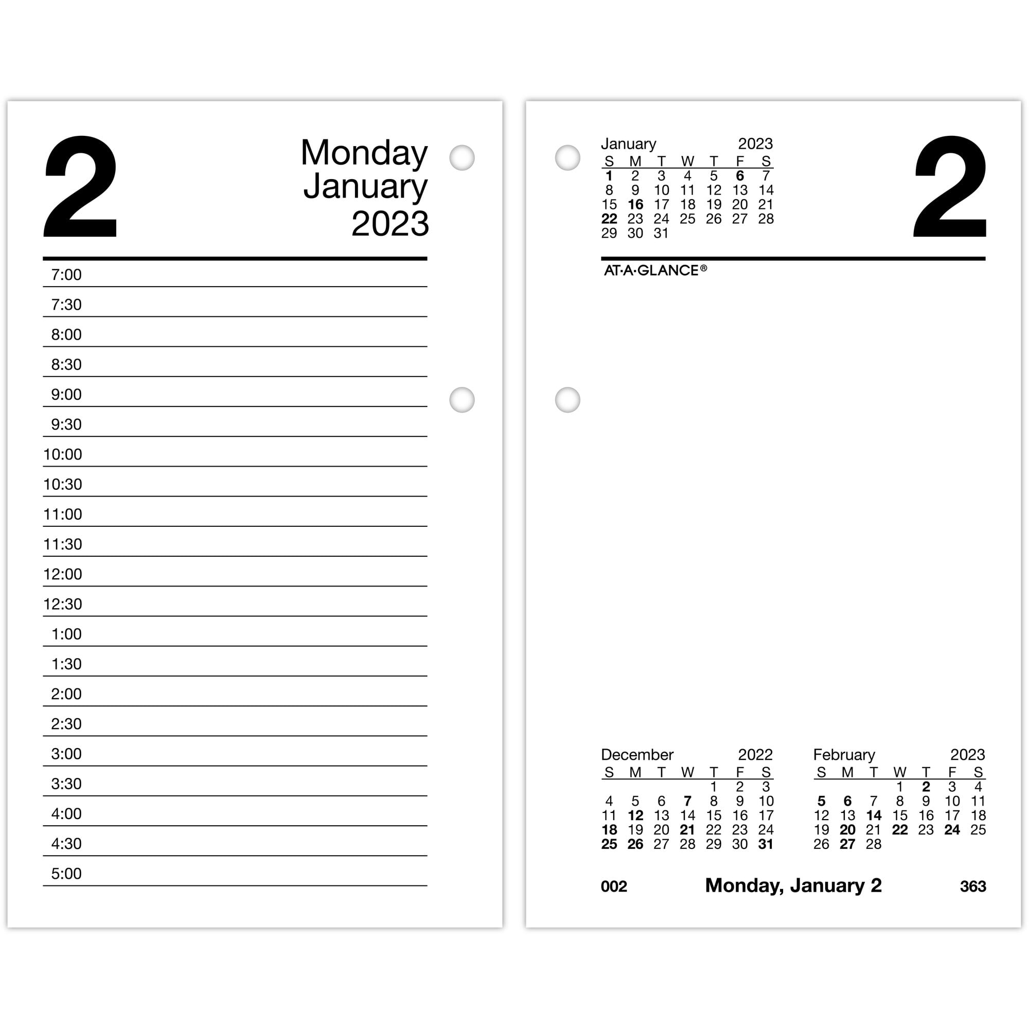 Day-timer July 2023 December 2023 Six Month Weekly Appointment Planner Refill, Size: Pocket, White