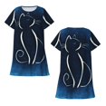 thumbnail image 5 of Salouo Cat Sketch Print Short Sleeve Sleepshirt for Womens Comfy Nightgown Scoopneck Cute Nightdress Ruffle -XX-Large, 5 of 7