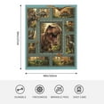 thumbnail image 4 of Jurassic Dinosaur Flannel Blanket, Soft & Cozy Fleece Throw Featuring T-Rex, Stegosaurus & Pterodactyl in a Framed Art Collage, Lightweight Warm Plush Blanket - 50"x40", 4 of 8