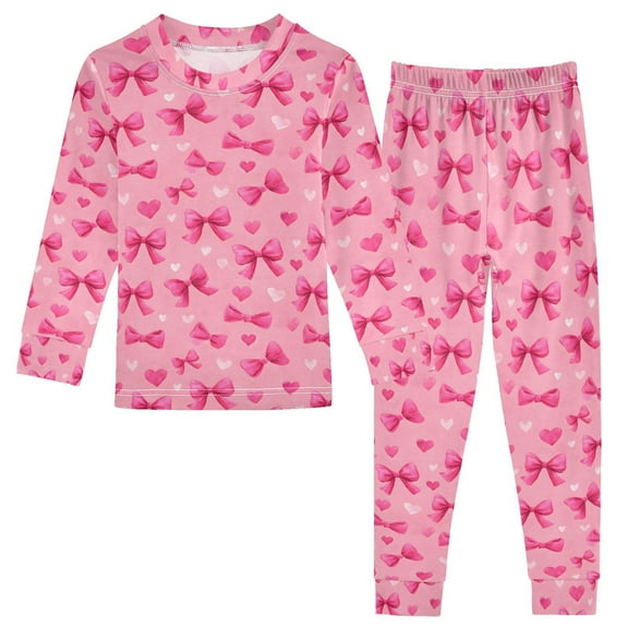 Pajama Pink Bows Love Cute Comfortable Cotton Two-piece Pajama Set