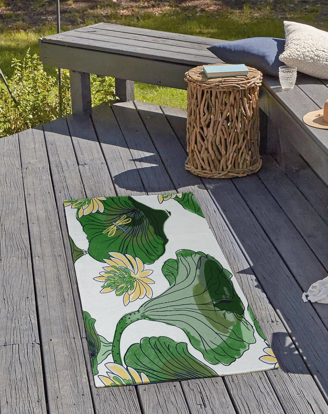 24" 36" Simply Daisy Lotokoi Oriental Chenille Area Rug, Green