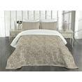 thumbnail image 3 of Ambesonne Beige Quilted Bedspread Set 3 Pcs, Circular Composition Lace, Queen Size, Tan Brown, 3 of 5