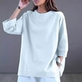 thumbnail image 4 of AherBiu 3/4 Sleeve Tops for Women Crew Neck Drop Shoulder Fall Casual Loose Basic Top Tees T Shirts, 4 of 6