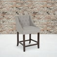 thumbnail image 2 of Flash Furniture Carmel Series 24" High Transitional Tufted Walnut Counter Height Stool with Accent Nail Trim in Light Gray Fabric, 2 of 12