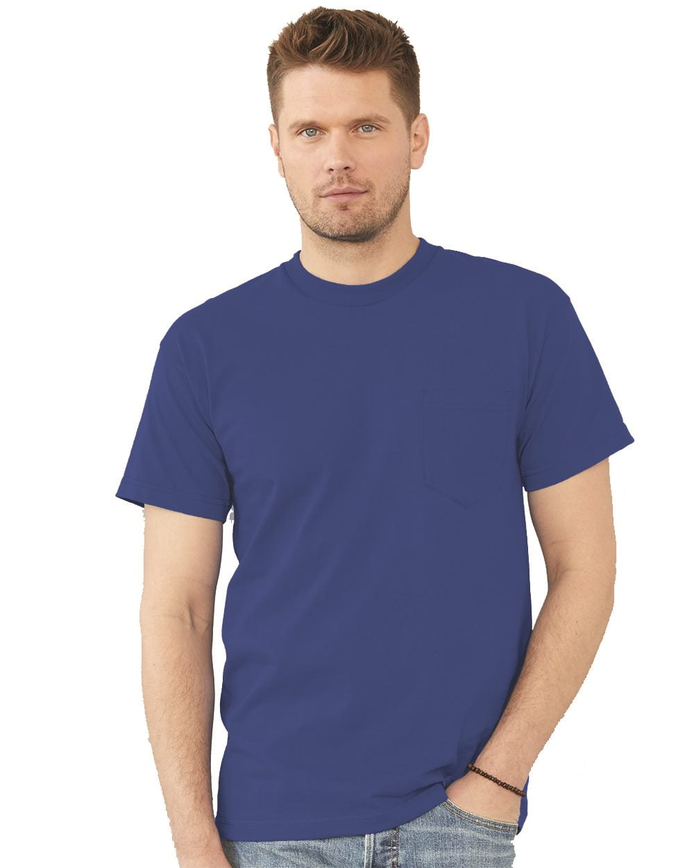 Adult 6.1 oz., 100% Cotton Pocket T-Shirt ROYAL BLUE 4XL - Walmart.com