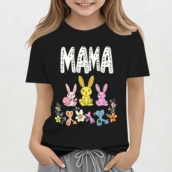 SGFCWSX Girls Short Sleeve T-Shirt, Kids Graphic Regular Fit Summer Casual Tops Black Size 9-10Years