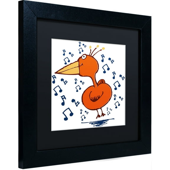Carla Martell 'Music Bird' Black Matted Framed Art