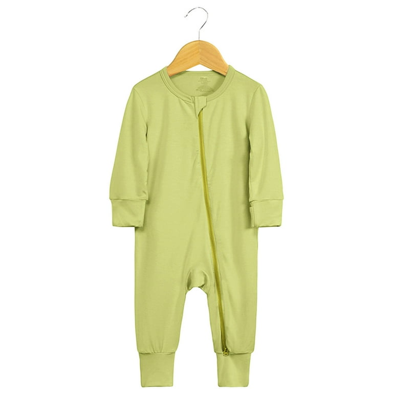 Newborn Infant Baby Solid Color Rompers Footless Pajamas Zipper