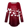 thumbnail image 5 of Inglocry Valentine's Day Women's Funny Heart Print Shirt Fashion Casual Long Sleeve Shirts 2026 Crew Neck Pullover Top Deep Red#1 M, 5 of 5