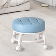 thumbnail image 4 of Padded Rolling Stool with 360° Swivel Wheels , Low Profile Round Soft Cushion Seat , Heavy Duty Sturdy Metal Frame , Mobile Utility Stool for Home office Kitchen Salon Makeup Cleaning Craft Work, 4 of 8