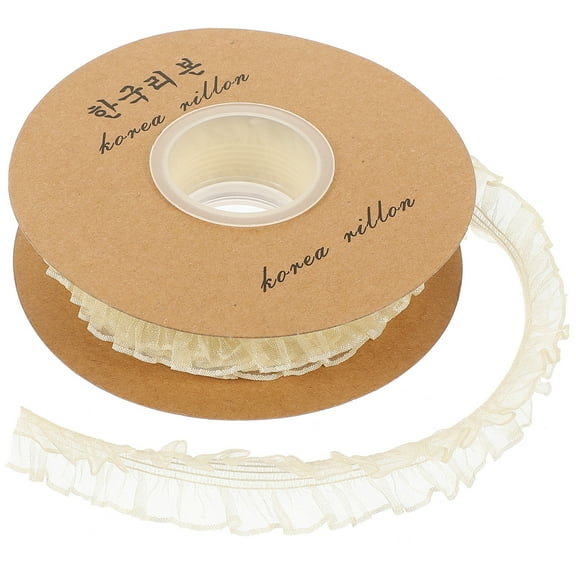 STRANDCHIC Lace Trim Light Yellow Organza 1 Roll For Garment Decor