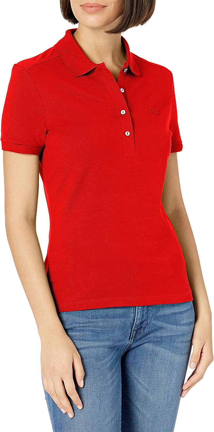 Lacoste Women's Sleeve Slim Fit Stretch Pique Polo Shirt - Walmart.com