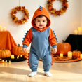 thumbnail image 2 of Ruyang Baby Hooded Long Sleeve Jumpsuit Infant Dinosaur Button Onesie Cute Soft Fall Winter Crawling Suit Home Wear, 2 of 4