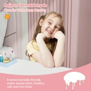 JOYMOR Kids Vanity Table and Stool Makeup Dressing Set w/ Mirrors & 3 Drawers, White
