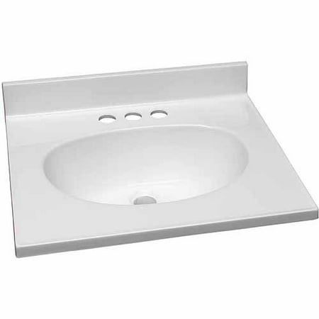Design House 551242 Single Bowl Marble Vanity Top, 19" x 17", Solid White