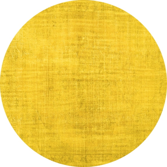 Ahgly Company Indoor Round Persian Yellow Traditional Area Rugs, 7' Round