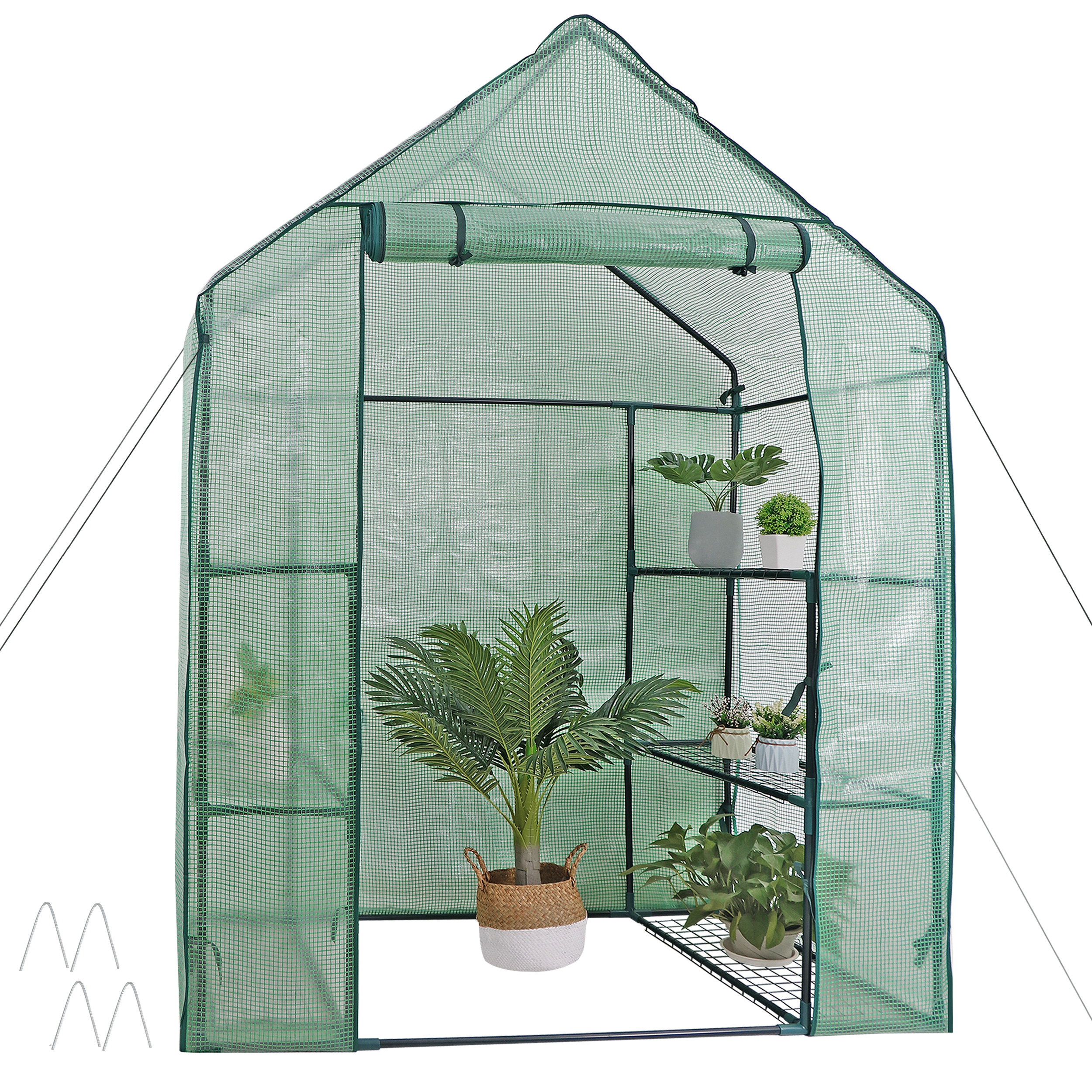 ZENY Mini Walk-in Green House Garden 3 Tier 6 Shelves Movable Plant Greenhouse 55.9 x 28.3 x 75.6" - image 3 of 7