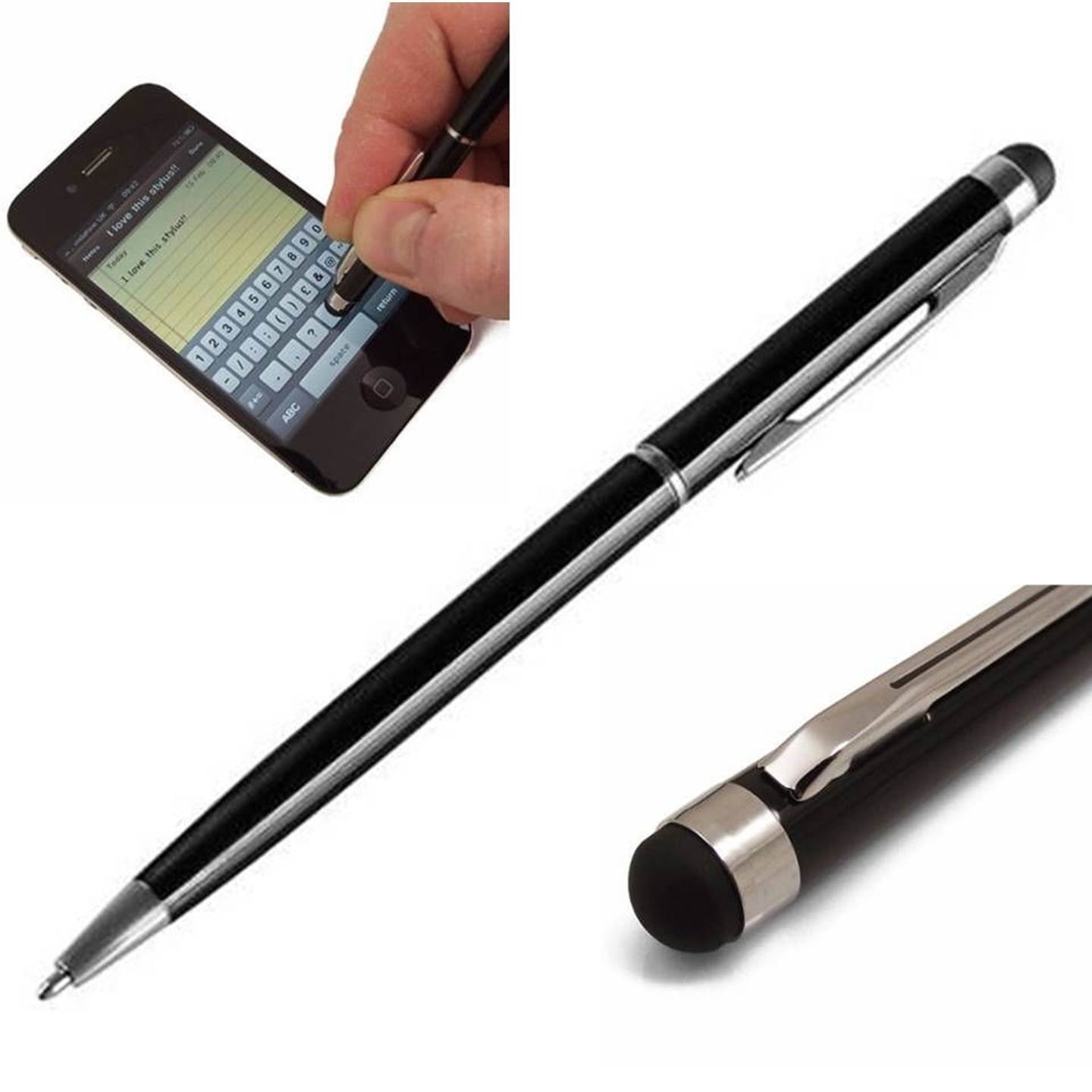 Leinuosen 48 Pcs Stylus Pens for Touch Screens 2 in 1 Stylus Ballpoint Pen  1.0 mm Black Ink Retractable Metal Pen Stylus Pen Rubberized Touch