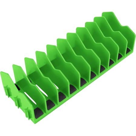 SWAZVAC Plier Organizer Rack 10-Slot Pliers Rack with Non-Slip Rubber Base Tool Organizer Tool Drawer Toolbox Storage Green Extendable Design Fit 3&rdquo; H 1 Pack