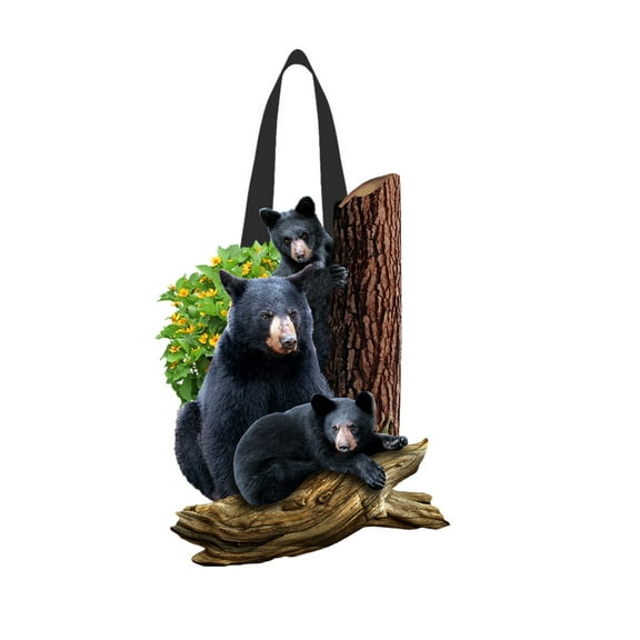 Briarwood Lane Black Bear Family Wood Door Hanger