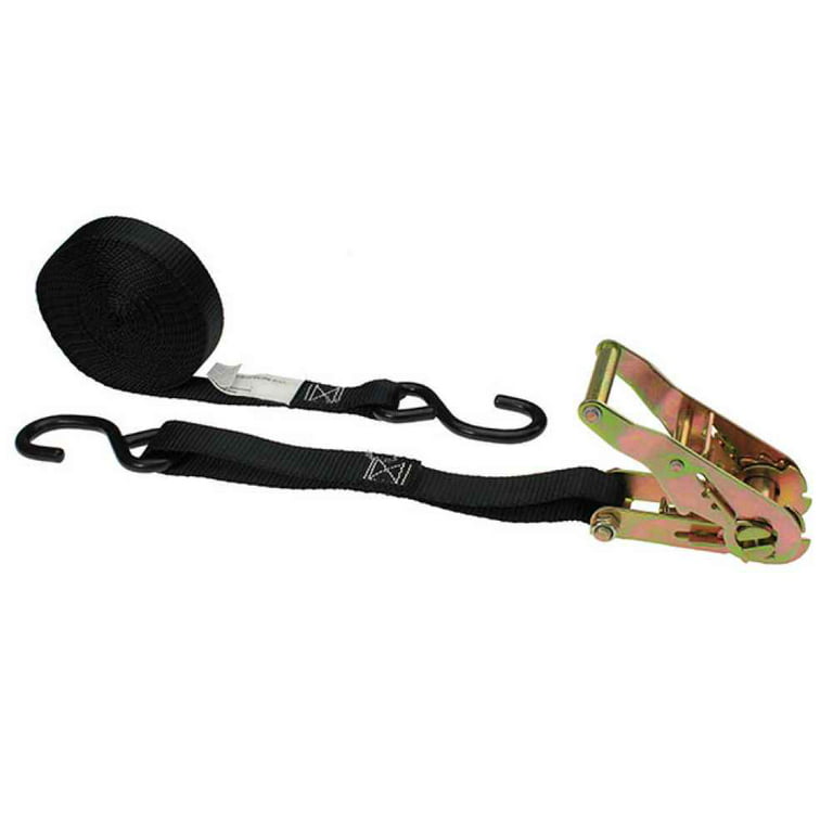 1 x 6' Ratchet Strap with S-hooks - Motorcycle Tie Down Straps 