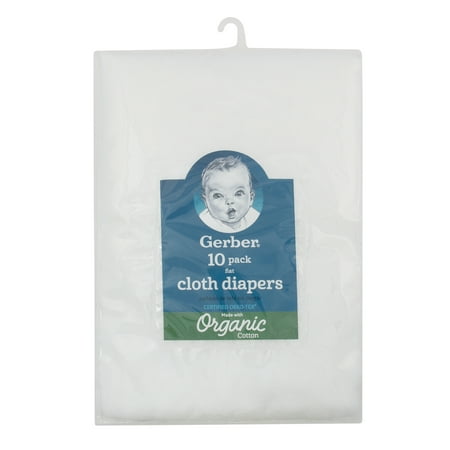 Organic Pocket Diapers - Gerber Baby Organic Cotton Flatfold Birdseye Cloth Diapers, 10-pack