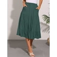 thumbnail image 3 of DARING DIVA Women's Midi Tiered Pleated Elastic Waist A-Line Skirt XS Army Green, 3 of 6