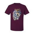 thumbnail image 2 of Wolf Oil Painting Animal Lover Men's Graphic T-Shirt, Maroon, X-Large, 2 of 3