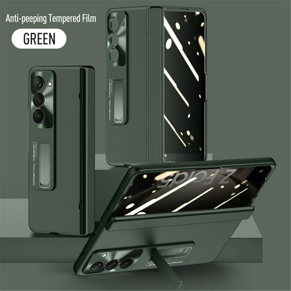 Cowithday for Samsung Galaxy Z Fold 5 Hinge Coverage Protective Case with Kickstand & Privacy Screen Protector, Anti-Scratch Full Body Shockproof All-Inclusive Case Cover for Samsung Z Fold 5, Green