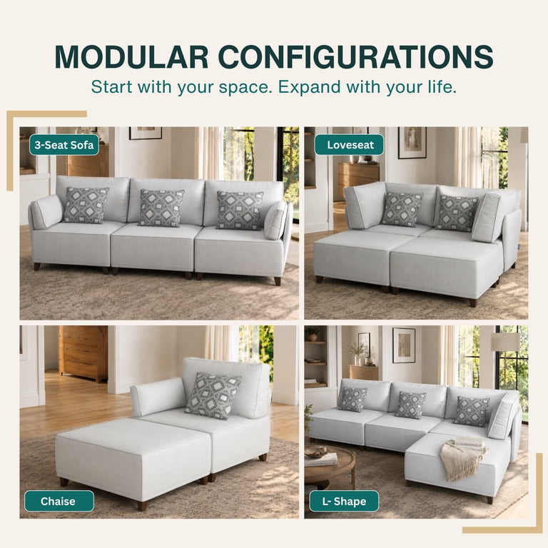 Chromcraft McKenzie Modular Sectional Sofa, 4-Piece Convertible L