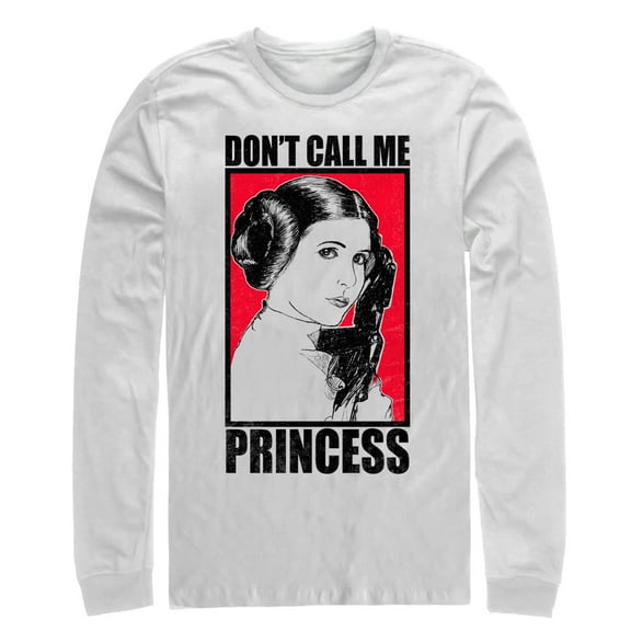 Men's Star Wars Bold Don't Call Me Princess Leia Long Sleeve Shirt White 2X Large
