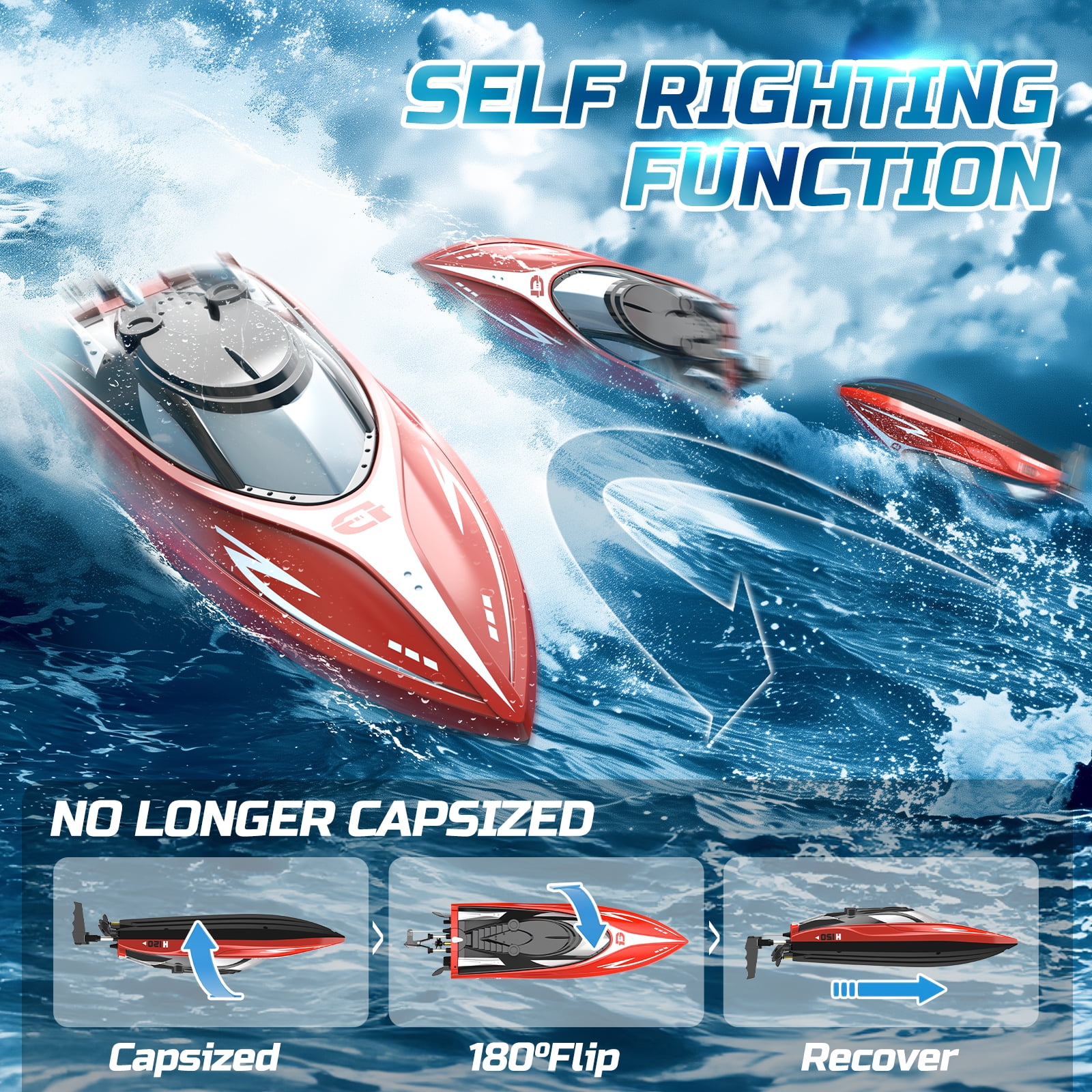 DEERC H120 Fast RC Boat for Pools and Lakes, 2.4 GHz 20+ MPH