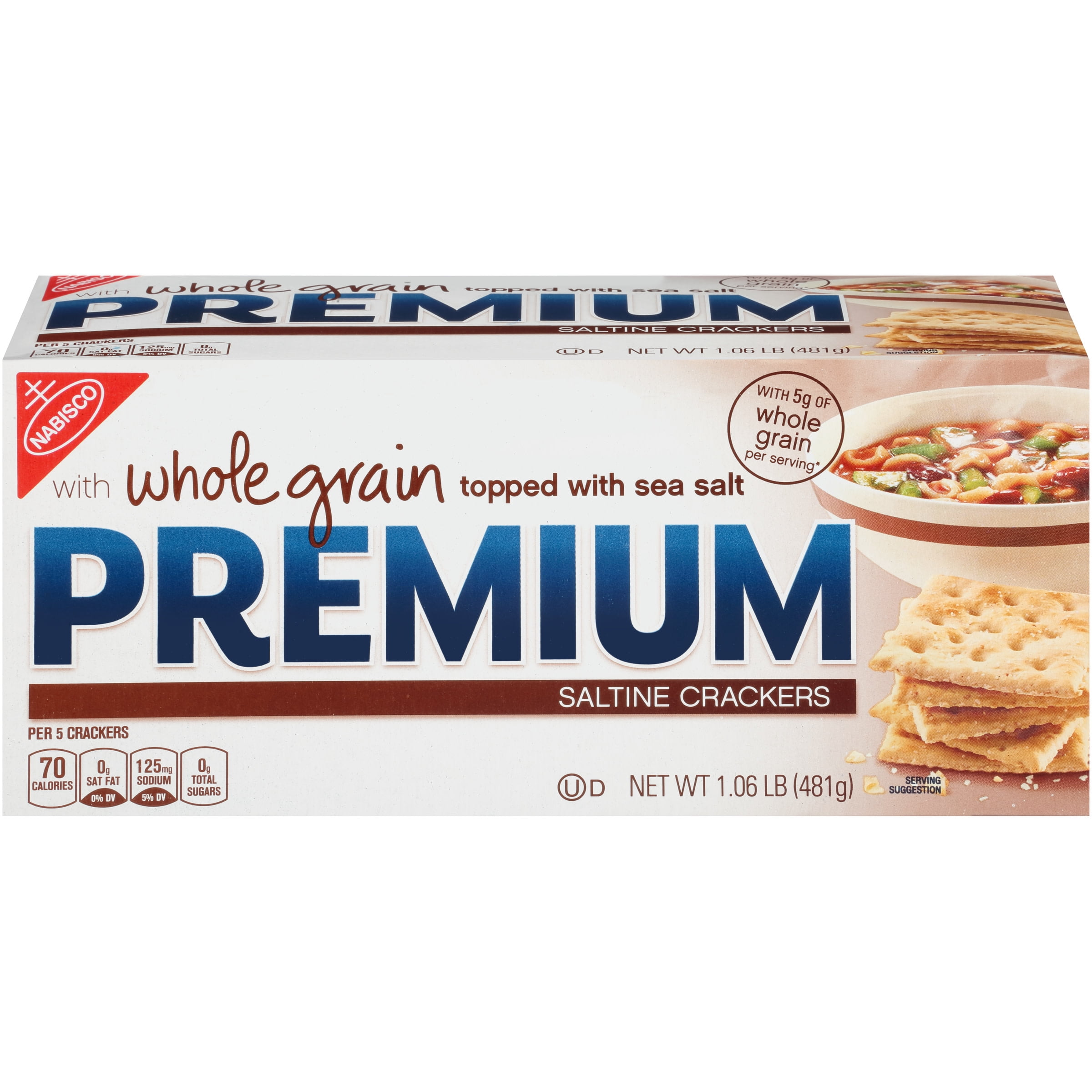 Premium Whole Grain Saltine Crackers, 1.06 lb